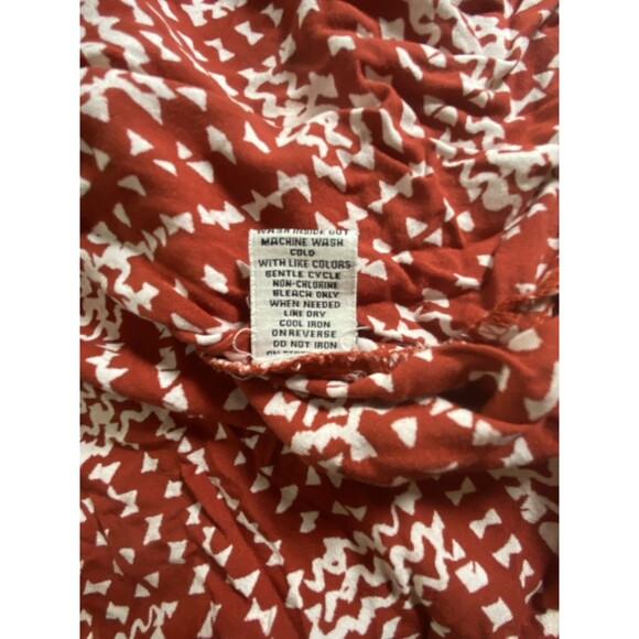 Caffe Marrakesh Boho Button-Up Top Sz Large Lace Detail Pockets Rust/White EUC - Picture 4 of 7